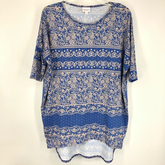 LuLaRoe Tops - 🛍 LuLaRoe Top Stretch Tunic Lace Print Hi Low
